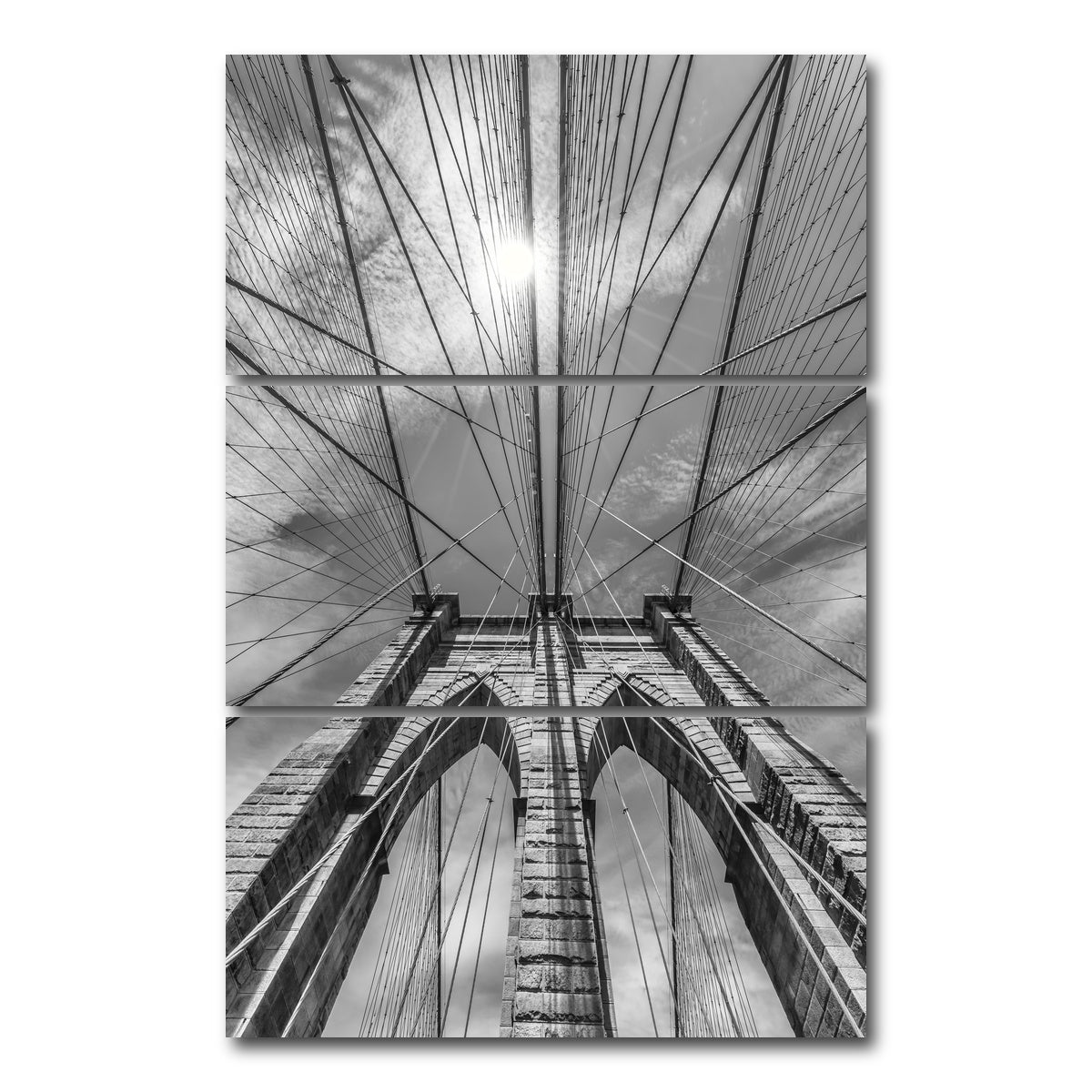 AUTO-MOCKUP WHITE | NYC Brooklyn Bridge Detail | 3 Piece | Gallery Wrap Canvas | group=12x24_stacked