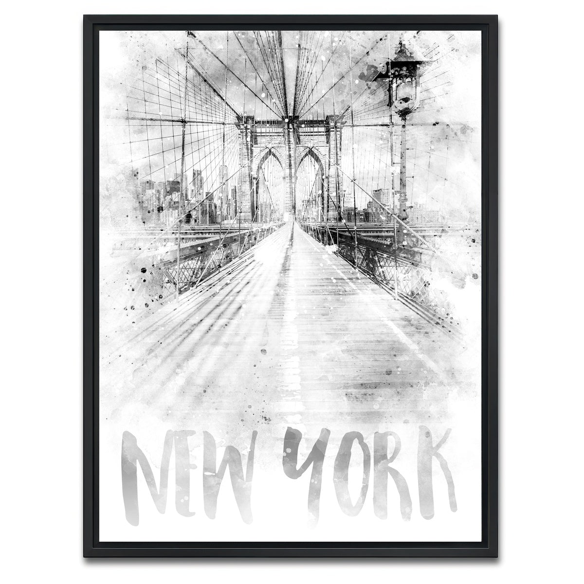 AUTO-MOCKUP WHITE | NYC Brooklyn Bridge | 1 Piece | Black Framed Canvas | group=3x4
