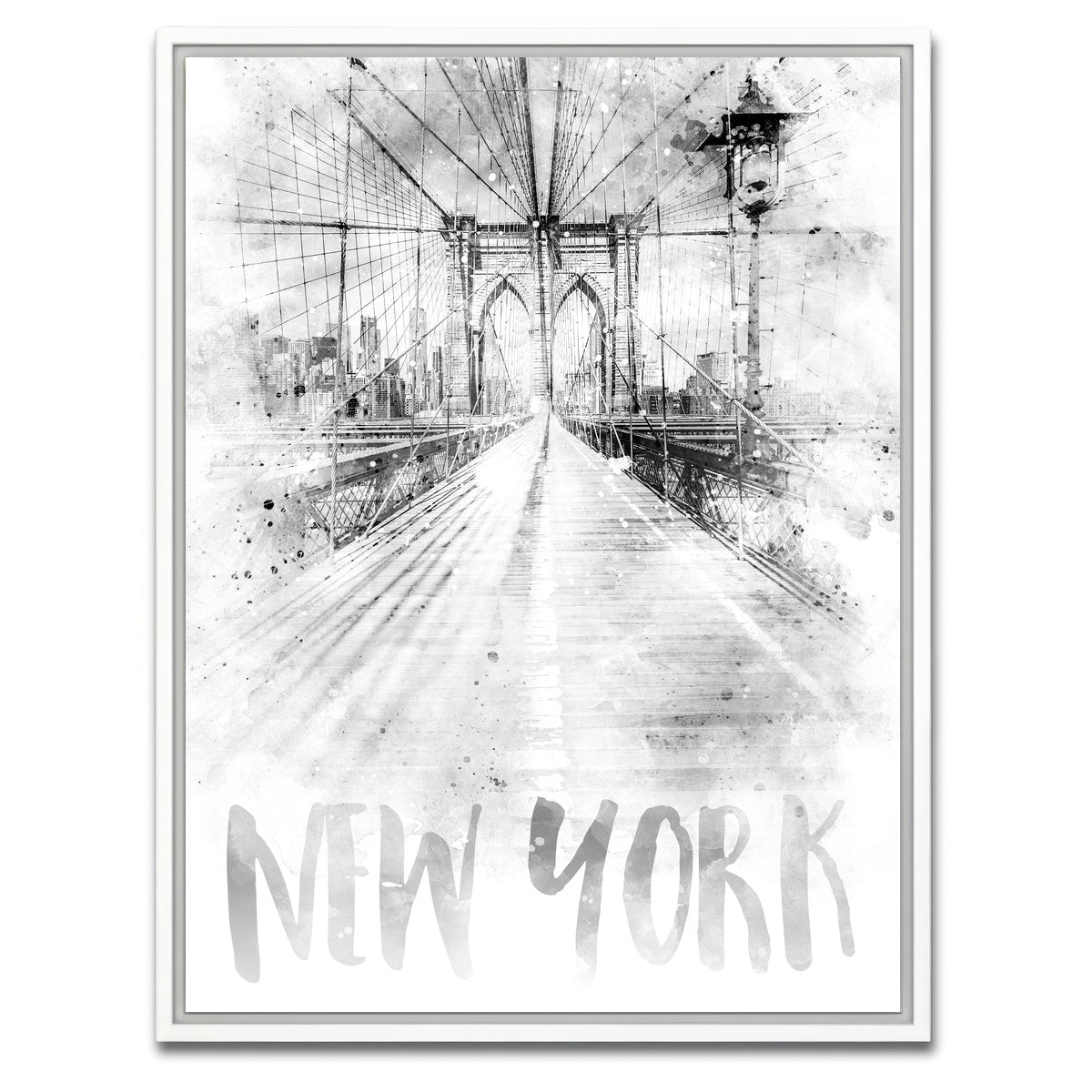 AUTO-MOCKUP WHITE | NYC Brooklyn Bridge | 1 Piece | White Framed Canvas | group=3x4