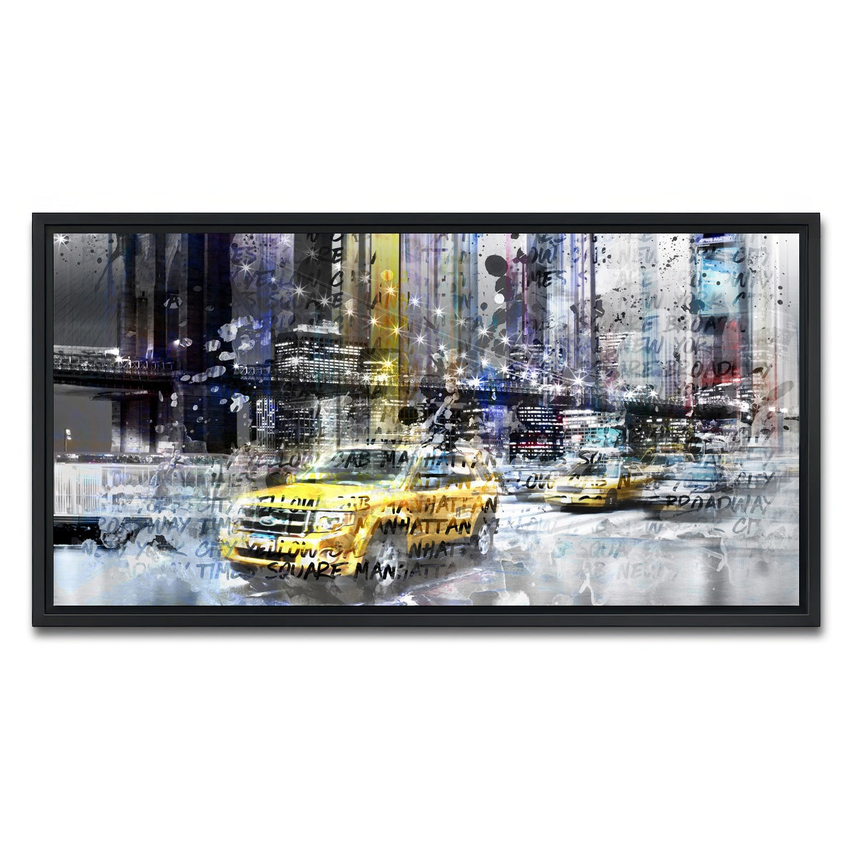 AUTO-MOCKUP WHITE | NYC Collage | 1 Piece | Black Framed Canvas | group=2x1