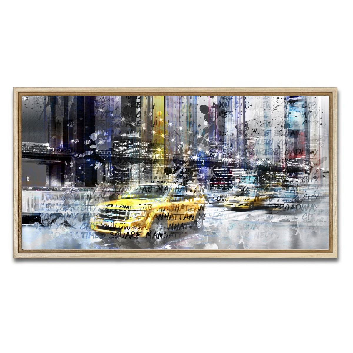 AUTO-MOCKUP WHITE | NYC Collage | 1 Piece | Natural Framed Canvas | group=2x1