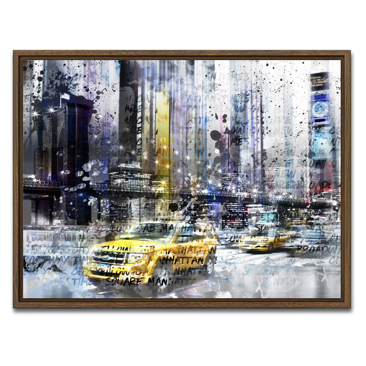 AUTO-MOCKUP WHITE | NYC Collage | 1 Piece | Walnut Framed Canvas | group=4x3