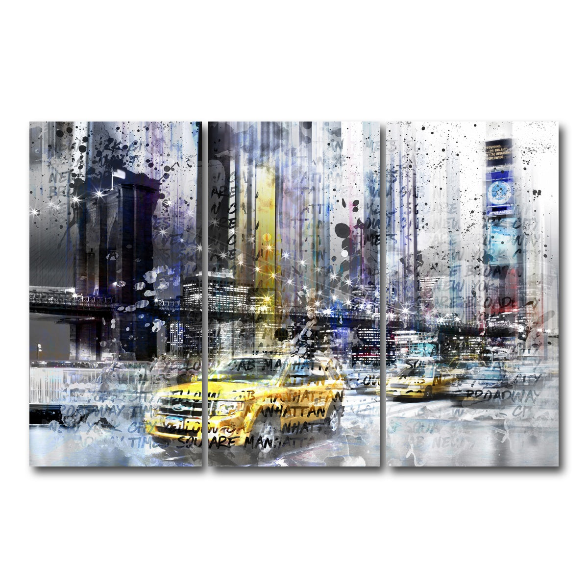 AUTO-MOCKUP WHITE | NYC Collage | 3 Piece | Gallery Wrap Canvas | group=12x24