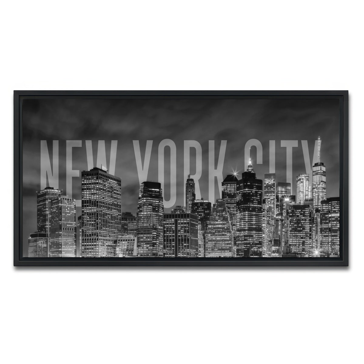 AUTO-MOCKUP WHITE | NYC Letters - Black & White | 1 Piece | Black Framed Canvas | group=2x1