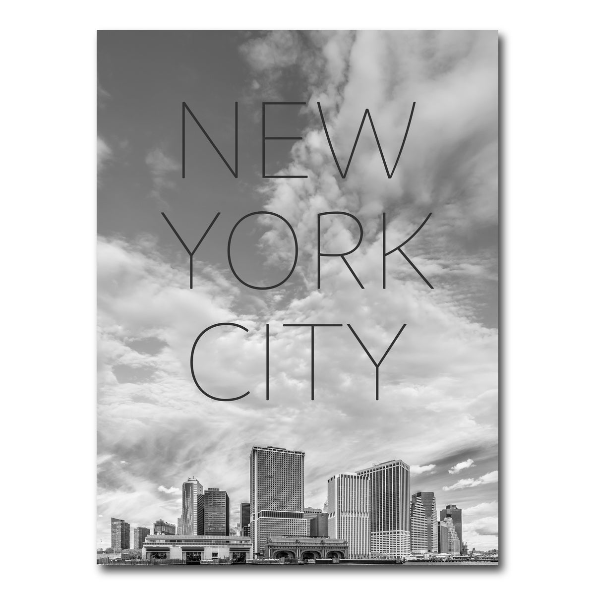 AUTO-MOCKUP WHITE | NYC Manhattan Bridge Text & Skyline | 1 Piece | Gallery Wrap Canvas | group=3x4