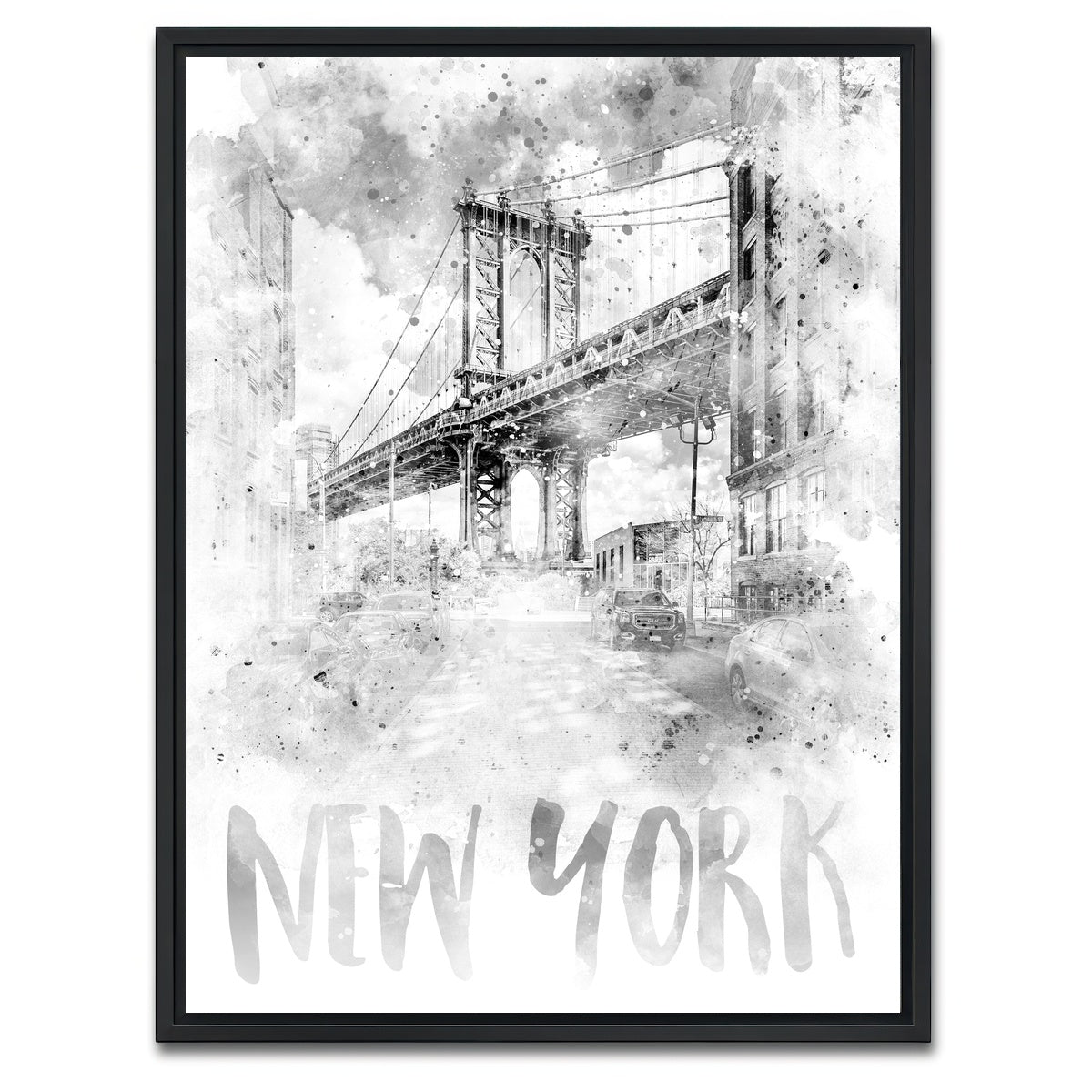 AUTO-MOCKUP WHITE | NYC Manhattan Bridge | 1 Piece | Black Framed Canvas | group=3x4