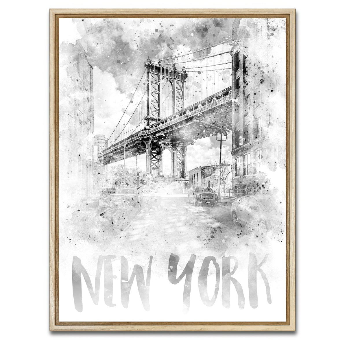 AUTO-MOCKUP WHITE | NYC Manhattan Bridge | 1 Piece | Natural Framed Canvas | group=3x4