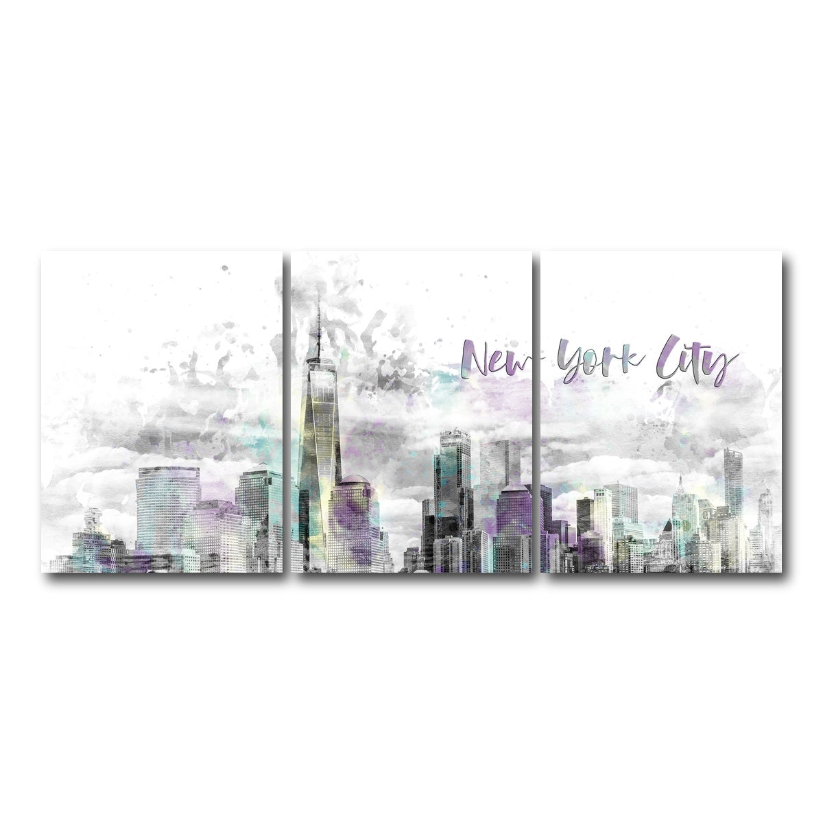 AUTO-MOCKUP WHITE | NYC Manhattan Skyline | 3 Piece | Gallery Wrap Canvas | group=18x24