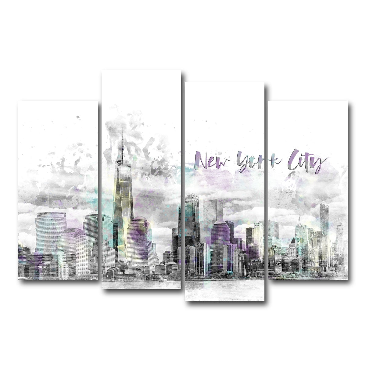 AUTO-MOCKUP WHITE | NYC Manhattan Skyline | 4 Piece | Gallery Wrap Canvas | group=4_normal