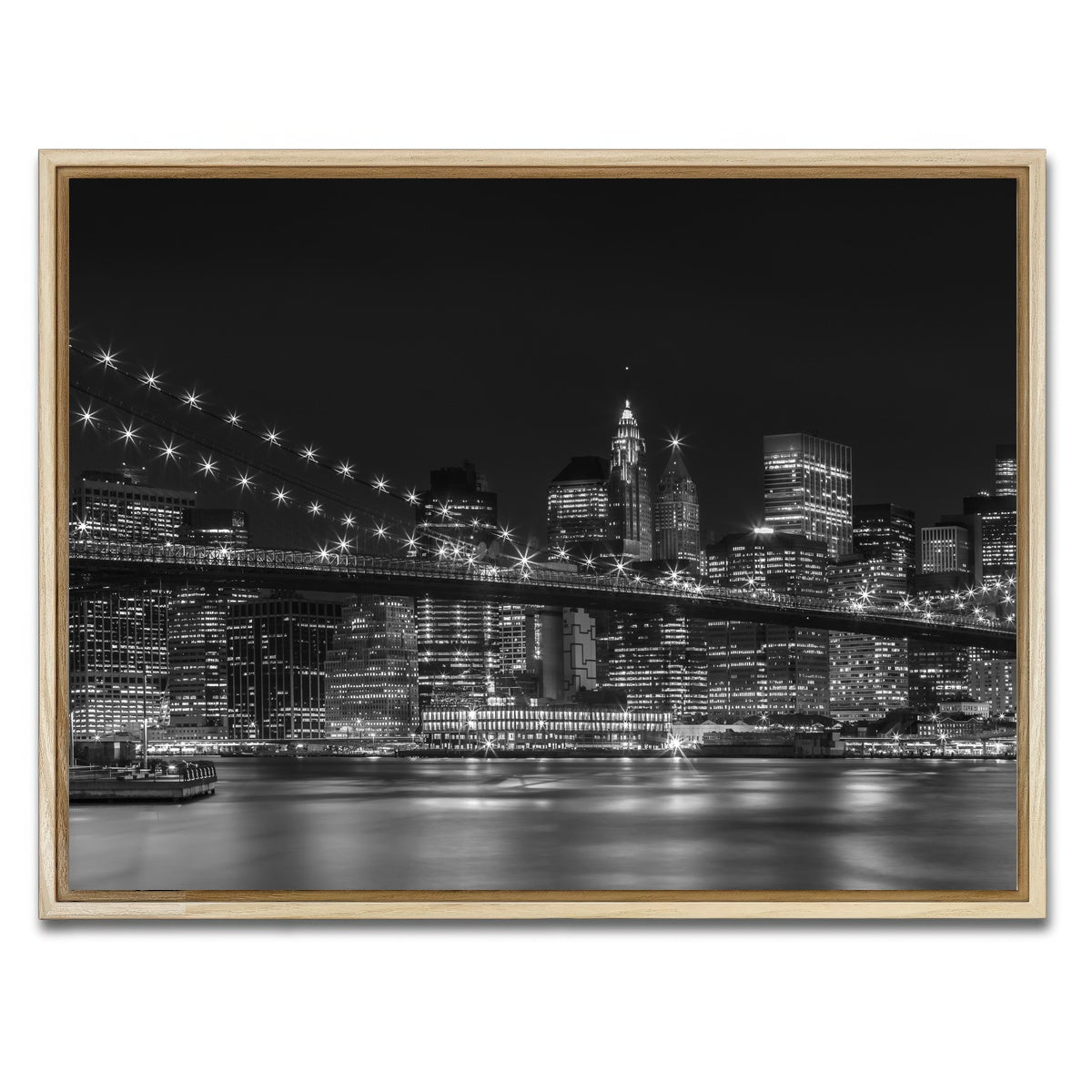 AUTO-MOCKUP WHITE | NYC Nightly Impressions - Panoramic | 1 Piece | Natural Framed Canvas | group=4x3