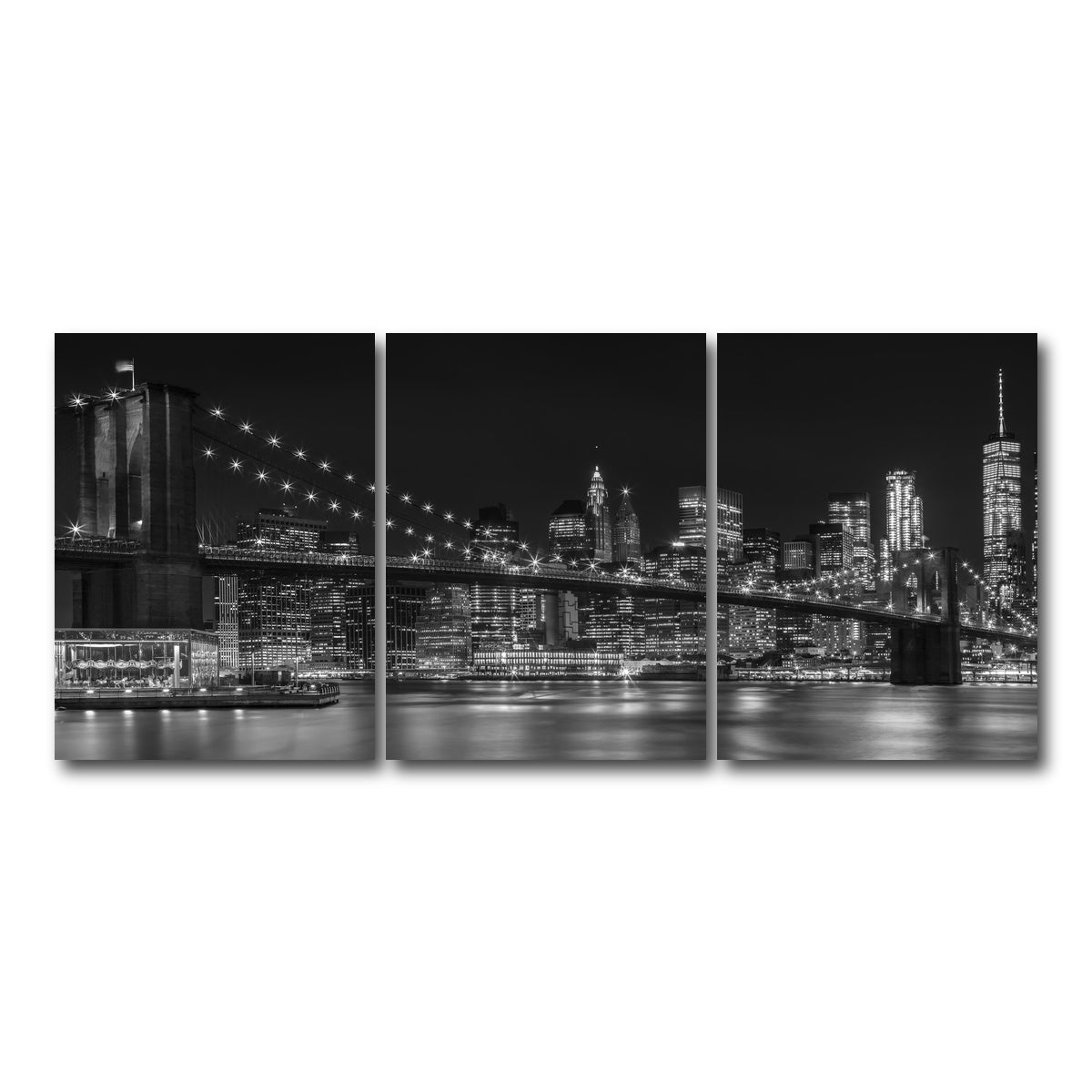 AUTO-MOCKUP WHITE | NYC Nightly Impressions - Panoramic | 3 Piece | Gallery Wrap Canvas | group=18x24