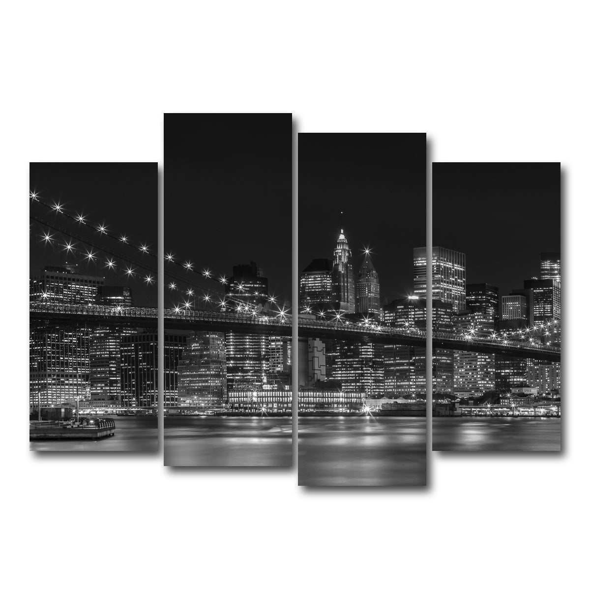AUTO-MOCKUP WHITE | NYC Nightly Impressions - Panoramic | 4 Piece | Gallery Wrap Canvas | group=4_normal