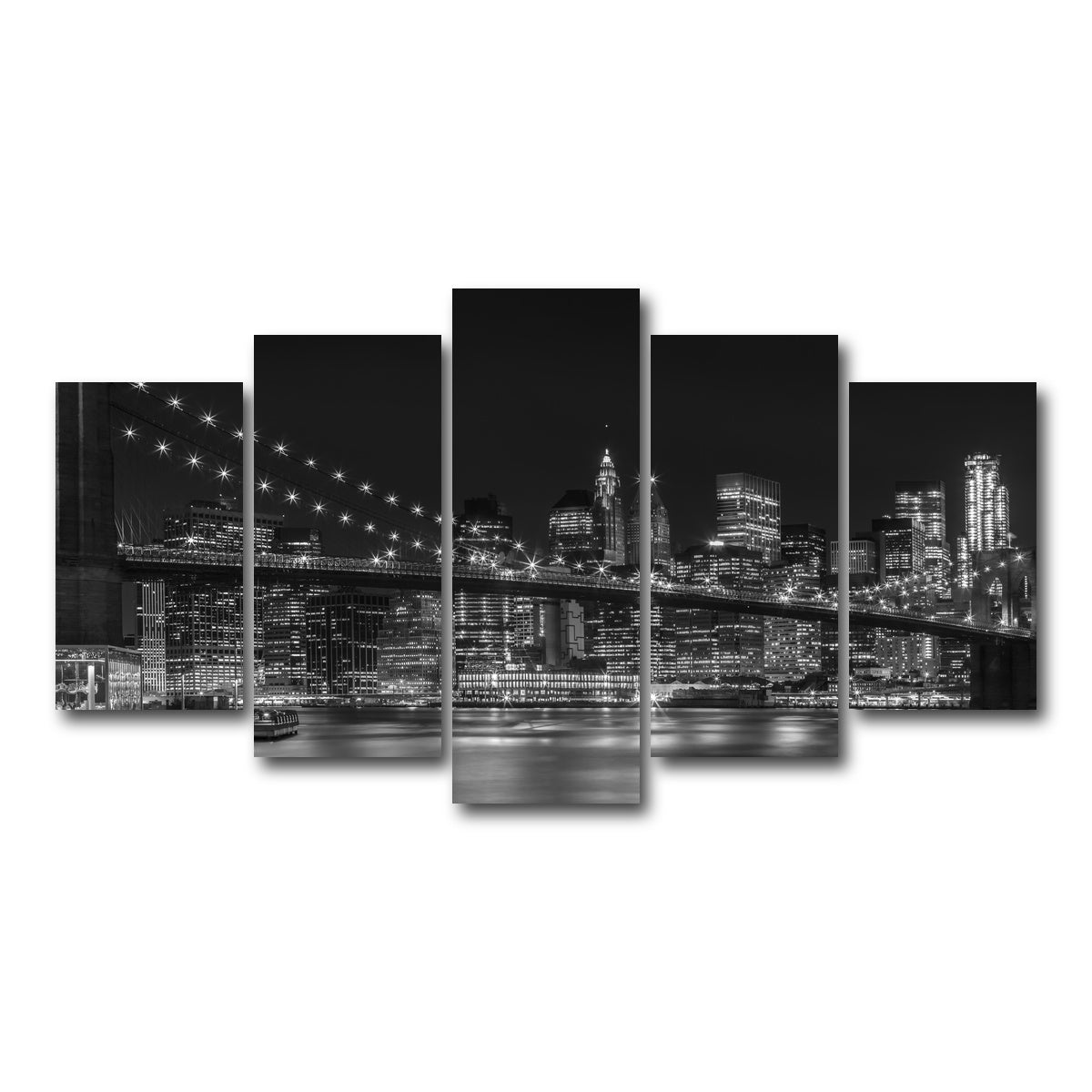 AUTO-MOCKUP WHITE | NYC Nightly Impressions - Panoramic | 5 Piece | Gallery Wrap Canvas | group=5_normal