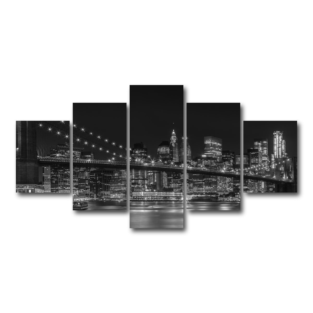 AUTO-MOCKUP WHITE | NYC Nightly Impressions - Panoramic | 5 Piece | Gallery Wrap Canvas | group=5_short