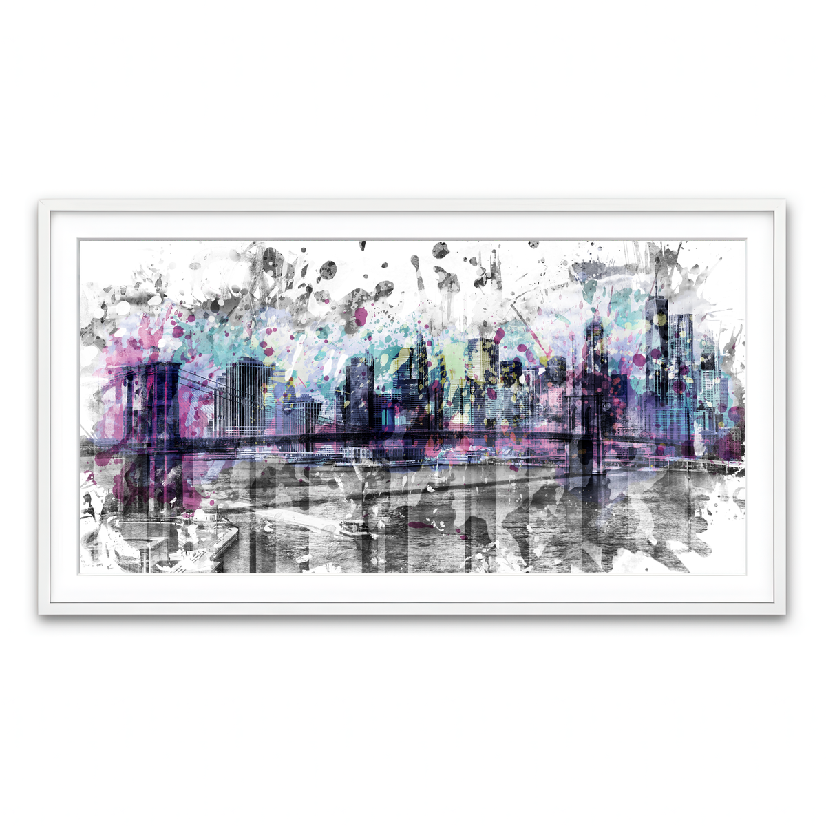 Framed Print 2x1 White