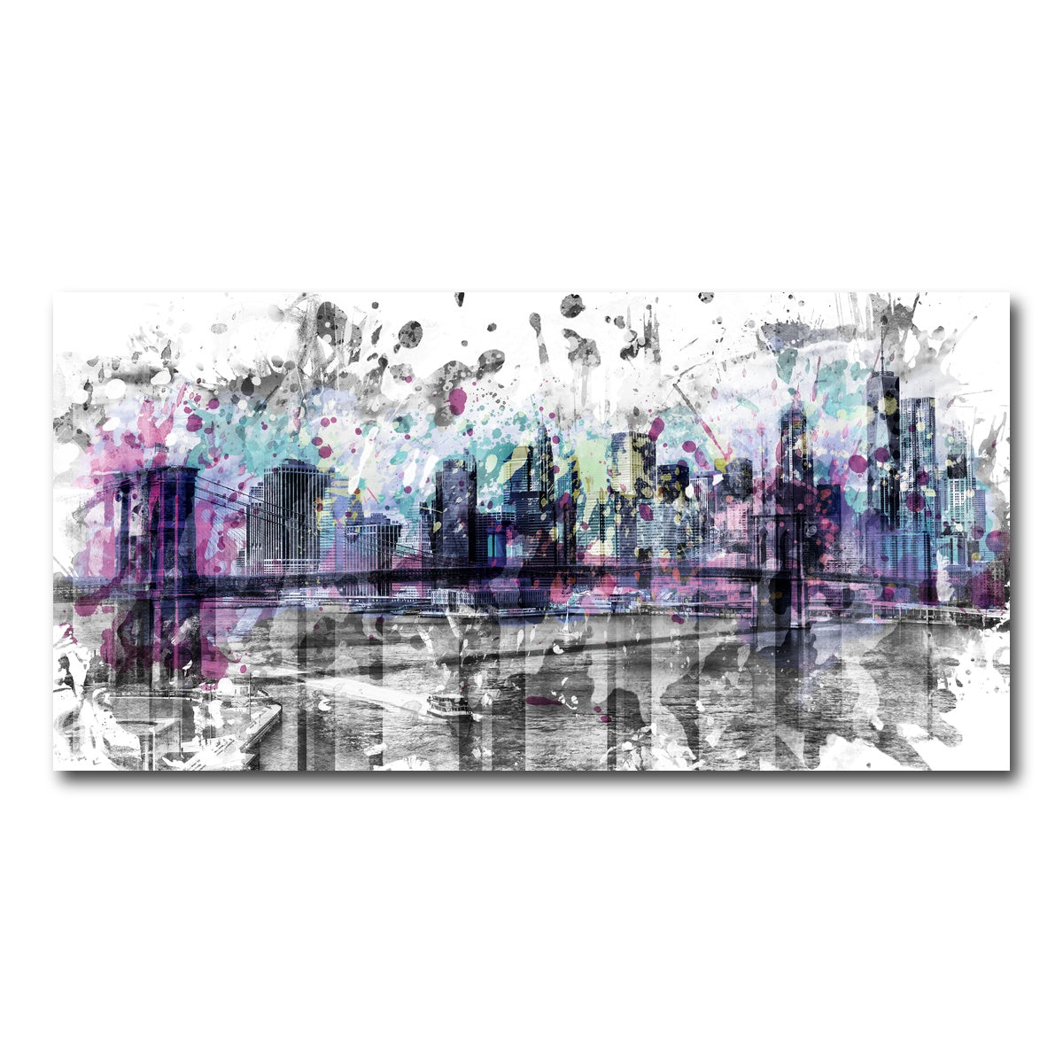 AUTO-MOCKUP WHITE | NYC Skyline Splashes | 1 Piece | Gallery Wrap Canvas | group=2x1
