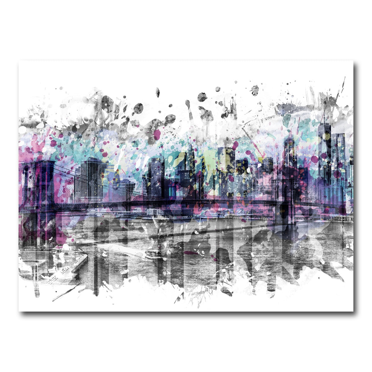AUTO-MOCKUP WHITE | NYC Skyline Splashes | 1 Piece | Gallery Wrap Canvas | group=4x3
