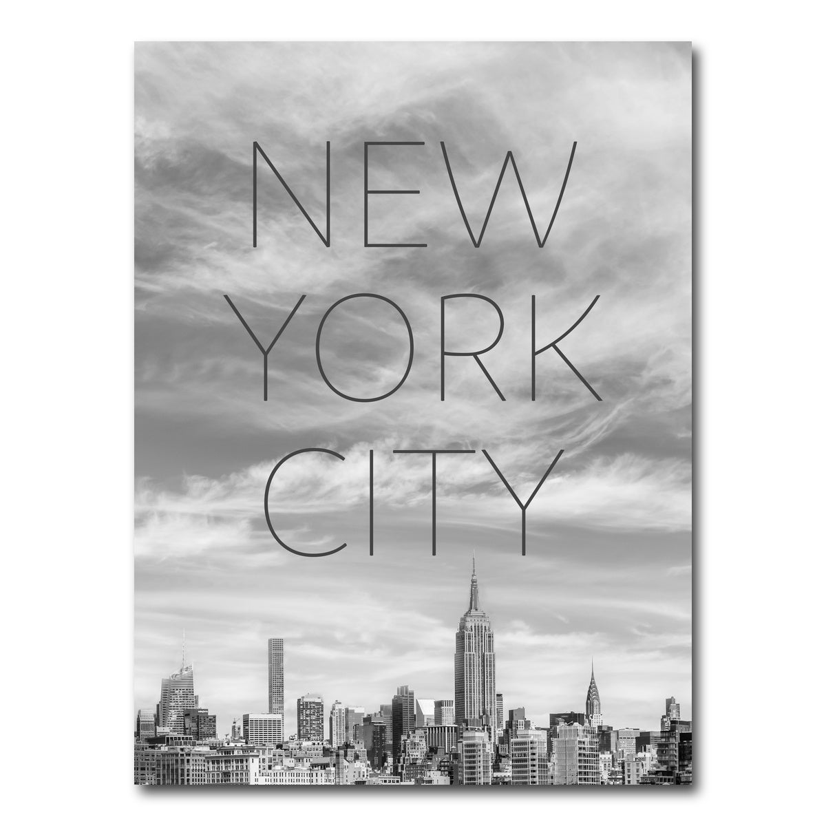 AUTO-MOCKUP WHITE | NYC Text & Skyline | 1 Piece | Gallery Wrap Canvas | group=3x4