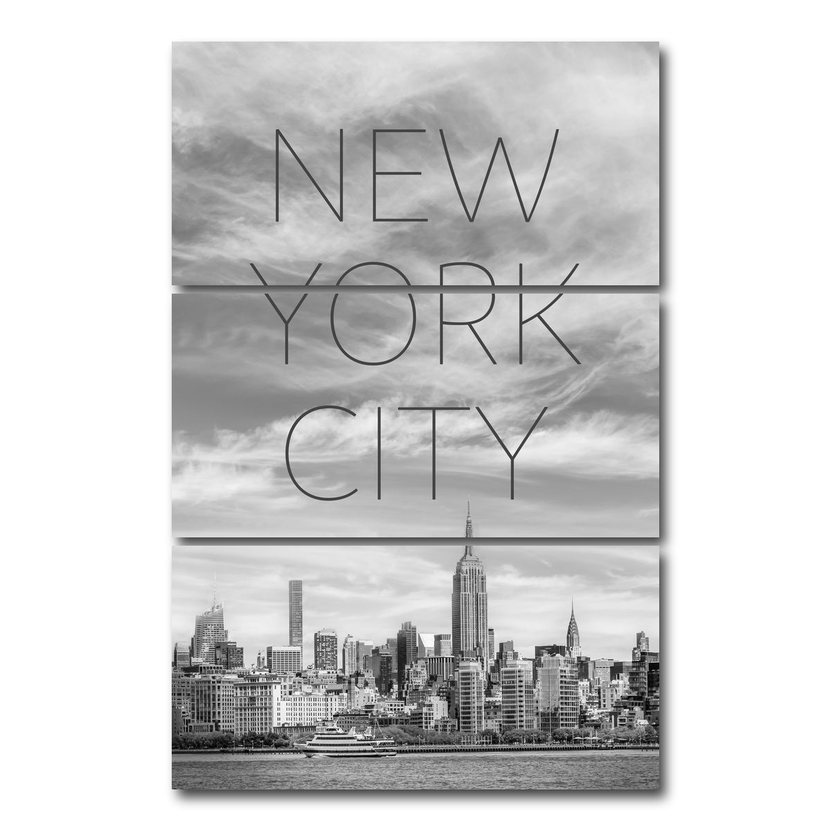 AUTO-MOCKUP WHITE | NYC Text & Skyline | 3 Piece | Gallery Wrap Canvas | group=12x24_stacked