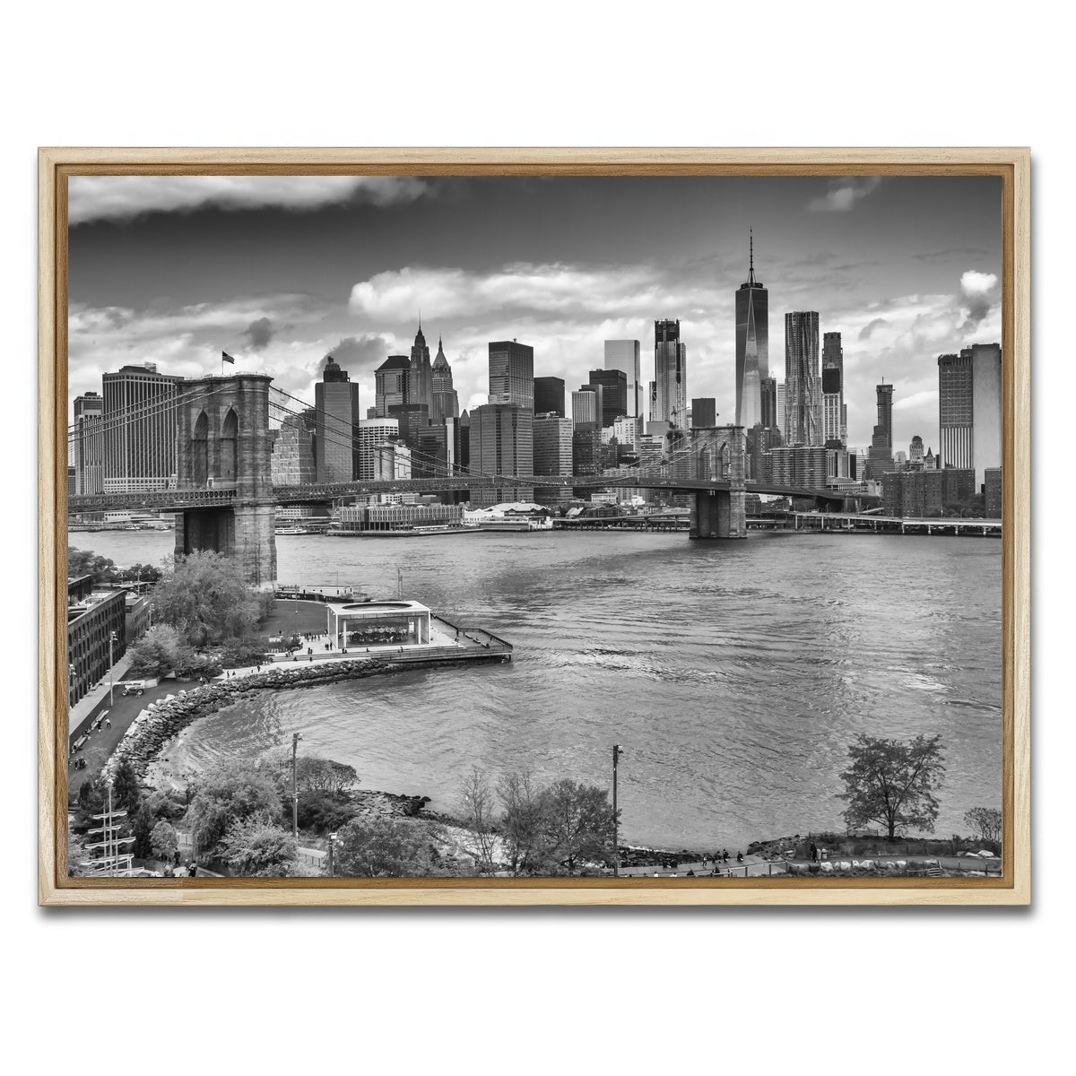AUTO-MOCKUP WHITE | NYC View from Manhattan Bridge | 1 Piece | Natural Framed Canvas | group=4x3