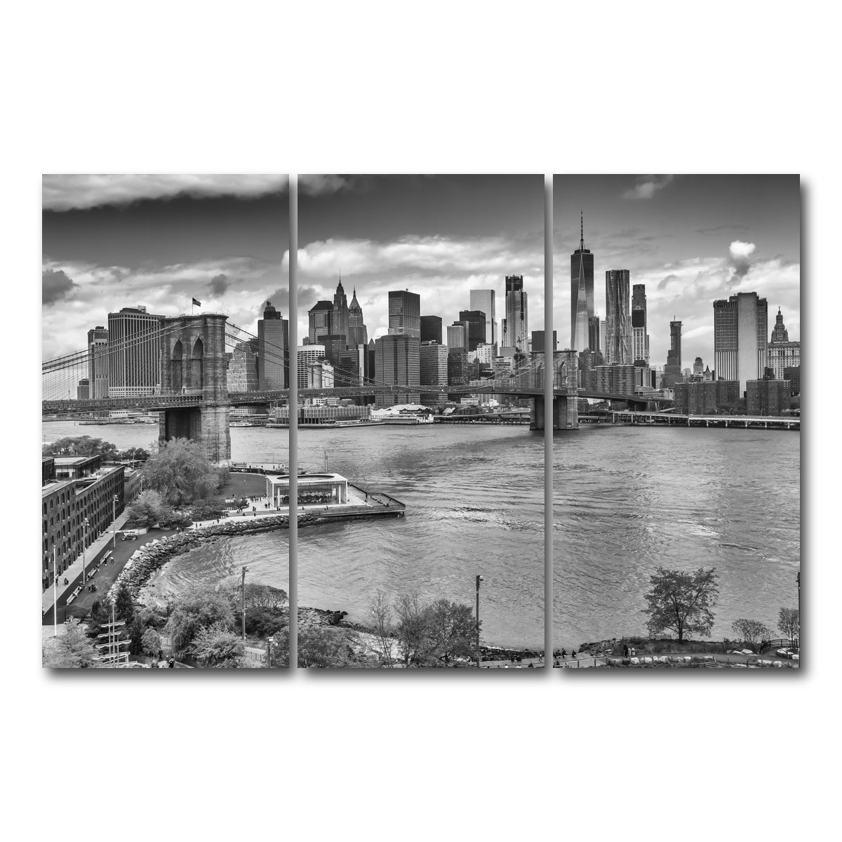 AUTO-MOCKUP WHITE | NYC View from Manhattan Bridge | 3 Piece | Gallery Wrap Canvas | group=12x24