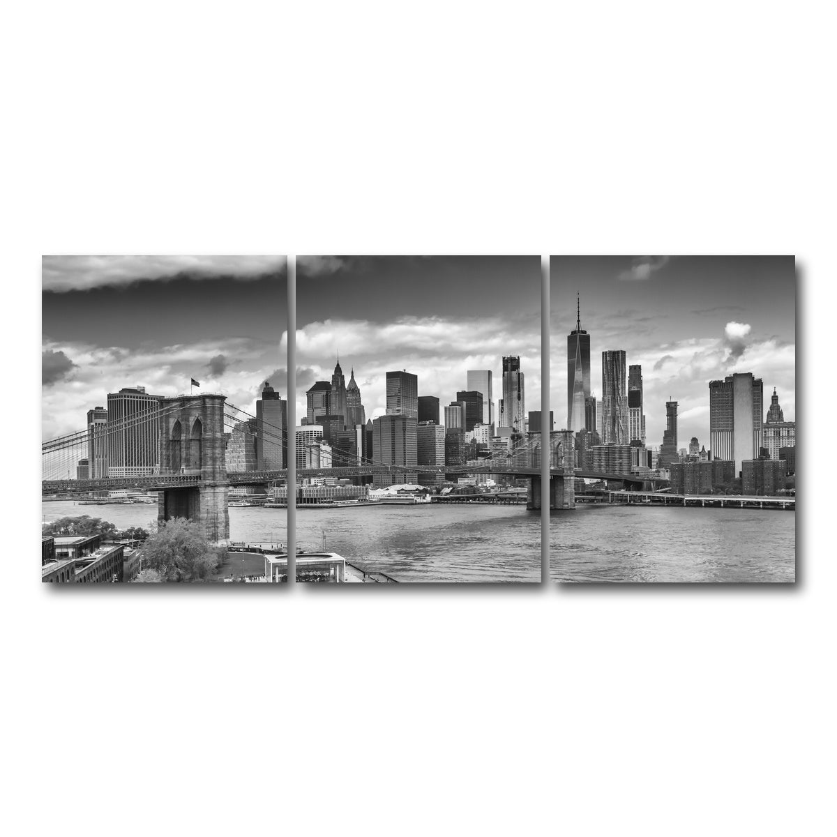 AUTO-MOCKUP WHITE | NYC View from Manhattan Bridge | 3 Piece | Gallery Wrap Canvas | group=18x24