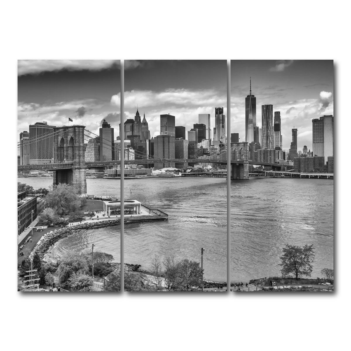 AUTO-MOCKUP WHITE | NYC View from Manhattan Bridge | 3 Piece | Gallery Wrap Canvas | group=8x18