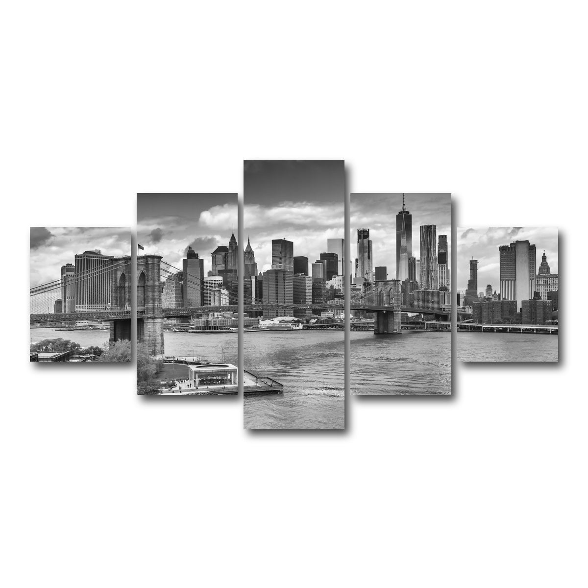 AUTO-MOCKUP WHITE | NYC View from Manhattan Bridge | 5 Piece | Gallery Wrap Canvas | group=5_short