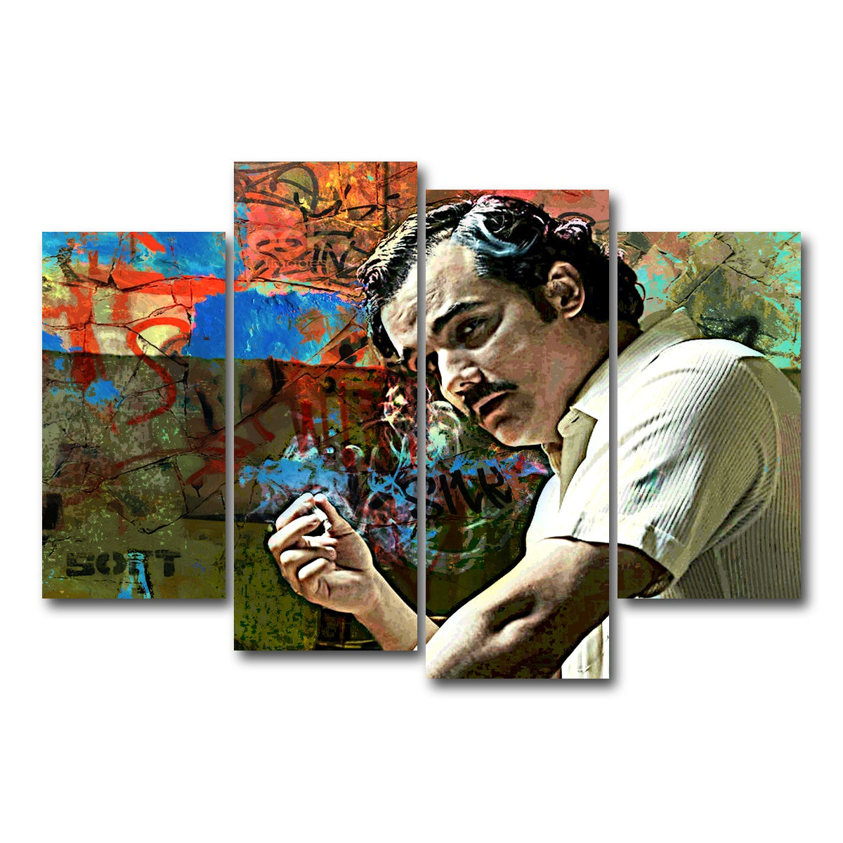 AUTO-MOCKUP WHITE | Narcos Escobar | 4 Piece | Gallery Wrap Canvas | group=4_short