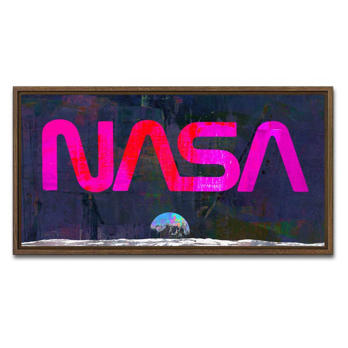 AUTO-MOCKUP WHITE | Nasa Moon | 1 Piece | Walnut Framed Canvas | group=2x1