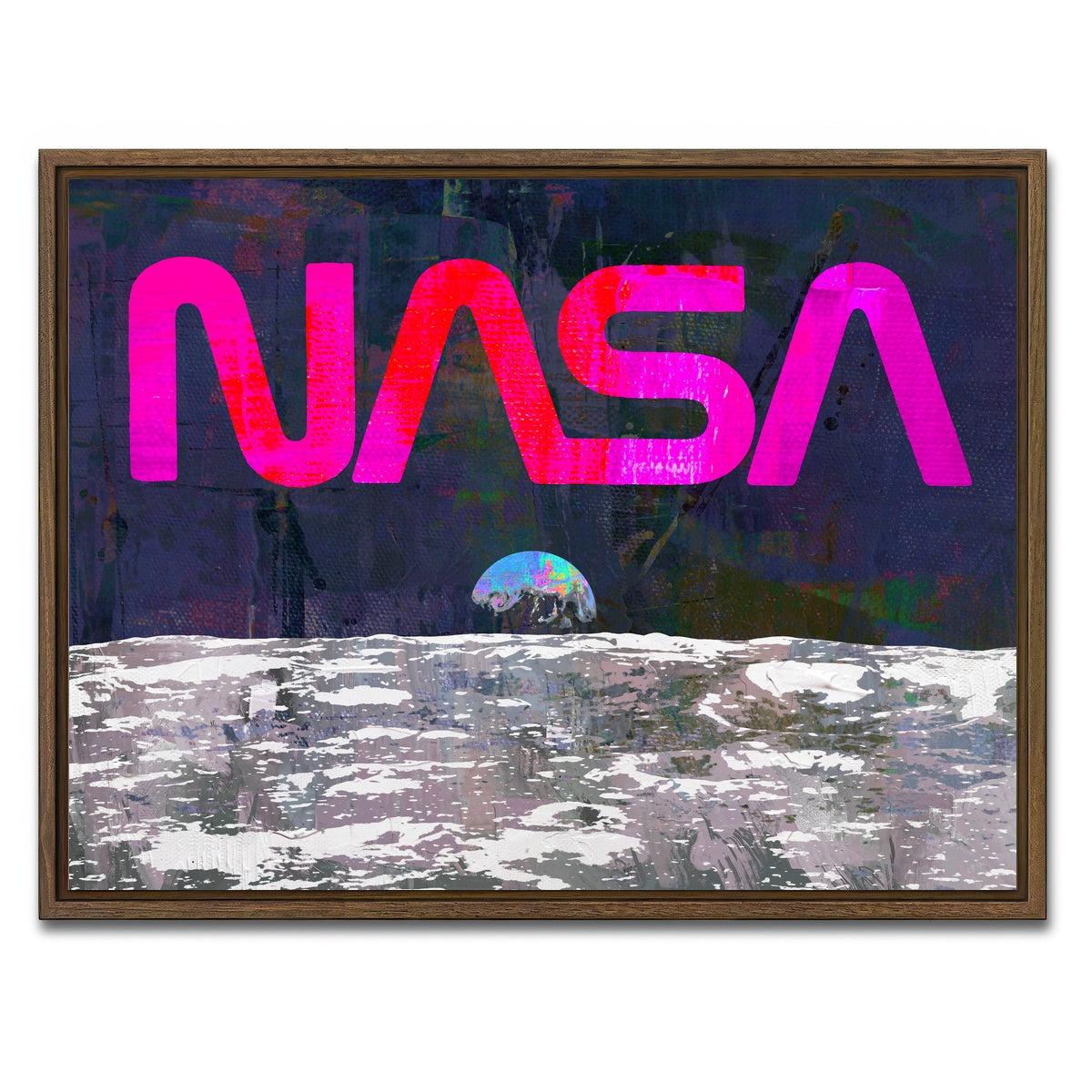 AUTO-MOCKUP WHITE | Nasa Moon | 1 Piece | Walnut Framed Canvas | group=4x3