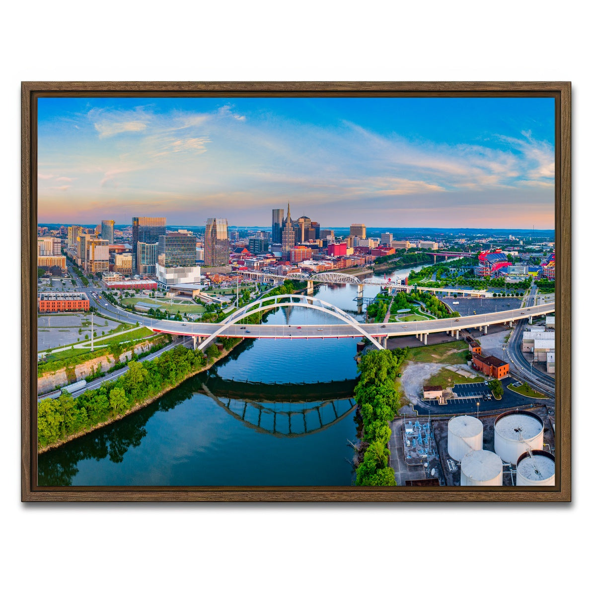 AUTO-MOCKUP WHITE | Nashville Aerial | 1 Piece | Walnut Framed Canvas | group=4x3