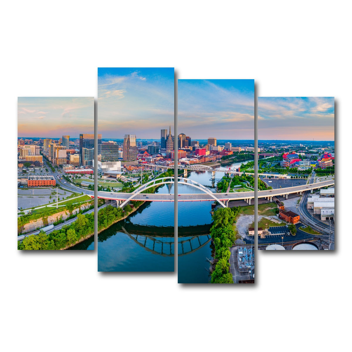 AUTO-MOCKUP WHITE | Nashville Aerial | 4 Piece | Gallery Wrap Canvas | group=4_short
