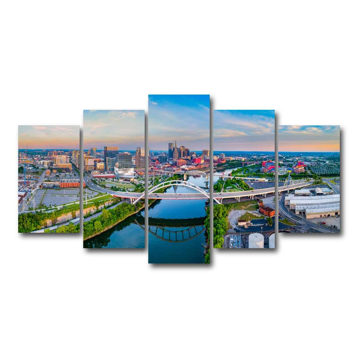 AUTO-MOCKUP WHITE | Nashville Aerial | 5 Piece | Gallery Wrap Canvas | group=5_normal