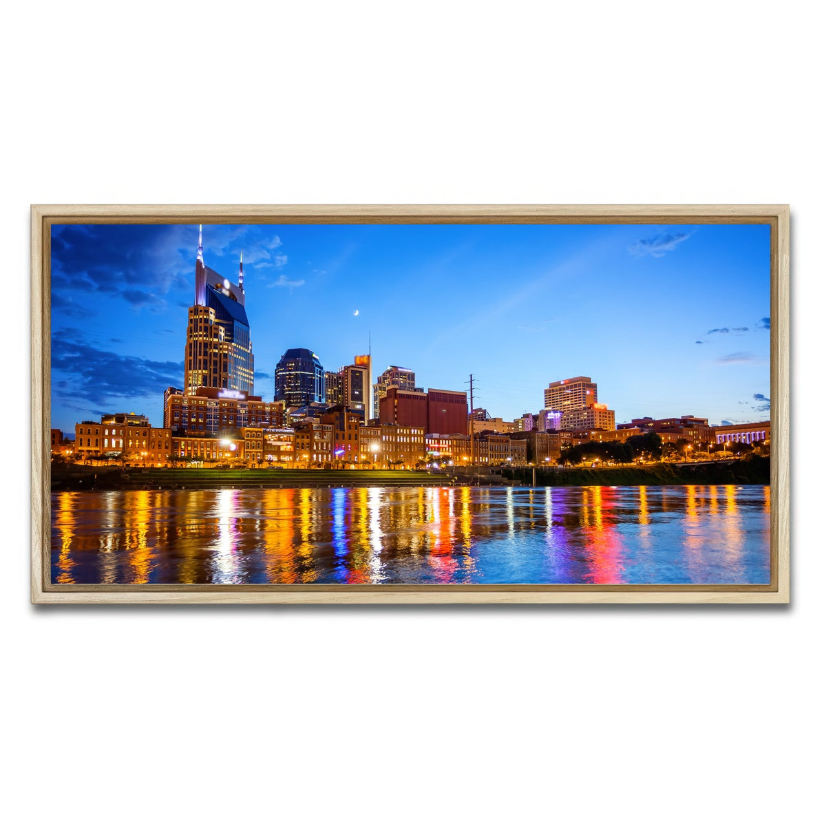 AUTO-MOCKUP WHITE | Nashville Skyline Cumberland River | 1 Piece | Natural Framed Canvas | group=2x1