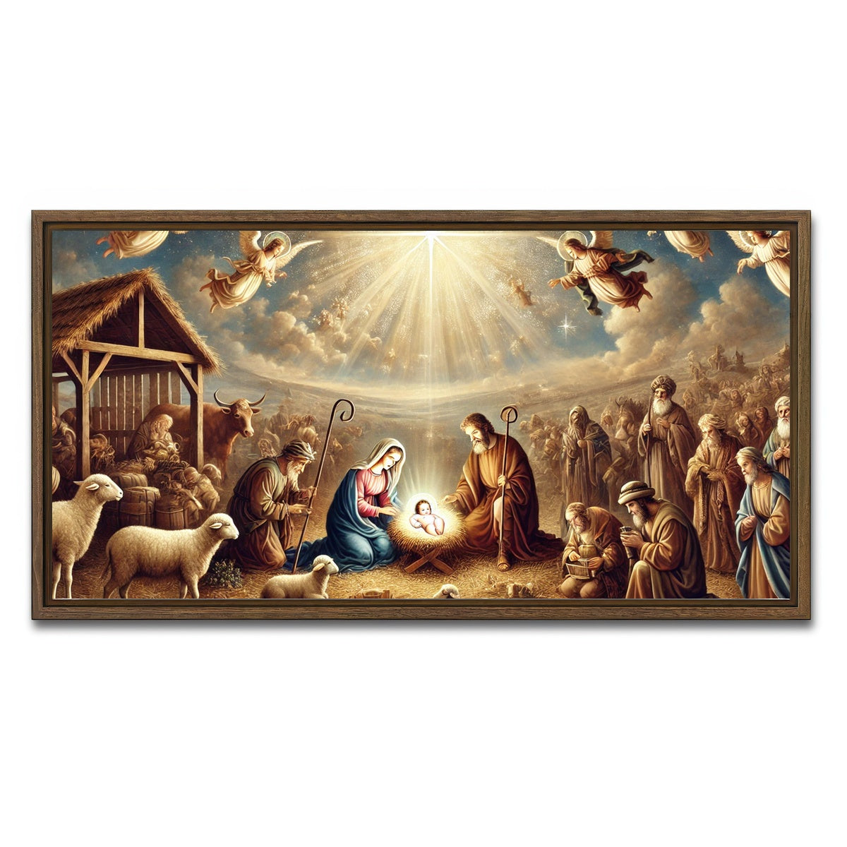 AUTO-MOCKUP WHITE | Nativity | 1 Piece | Walnut Framed Canvas | group=2x1