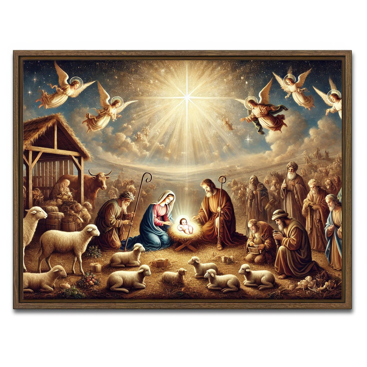 AUTO-MOCKUP WHITE | Nativity | 1 Piece | Walnut Framed Canvas | group=4x3