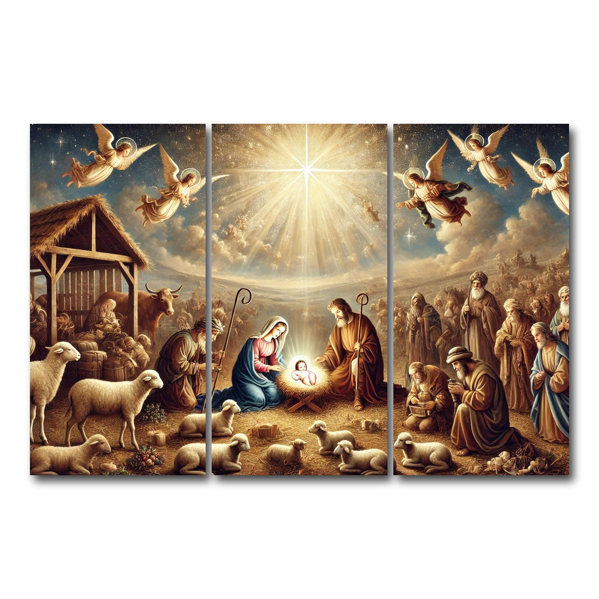 AUTO-MOCKUP WHITE | Nativity | 3 Piece | Gallery Wrap Canvas | group=12x24