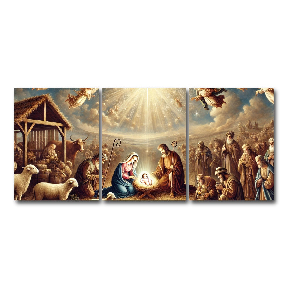 AUTO-MOCKUP WHITE | Nativity | 3 Piece | Gallery Wrap Canvas | group=18x24
