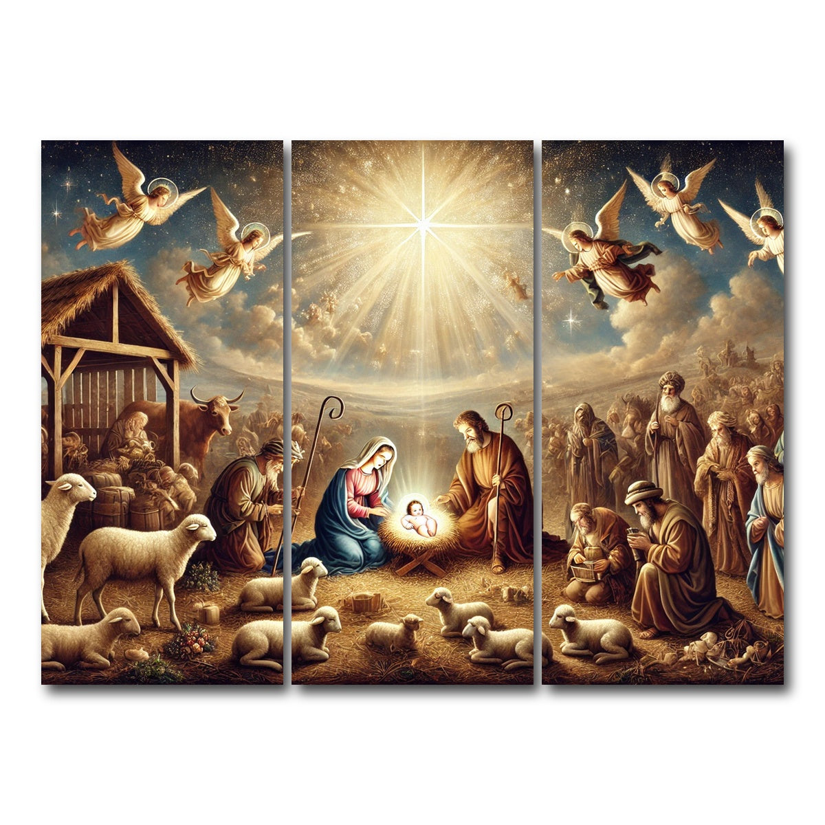 AUTO-MOCKUP WHITE | Nativity | 3 Piece | Gallery Wrap Canvas | group=8x18