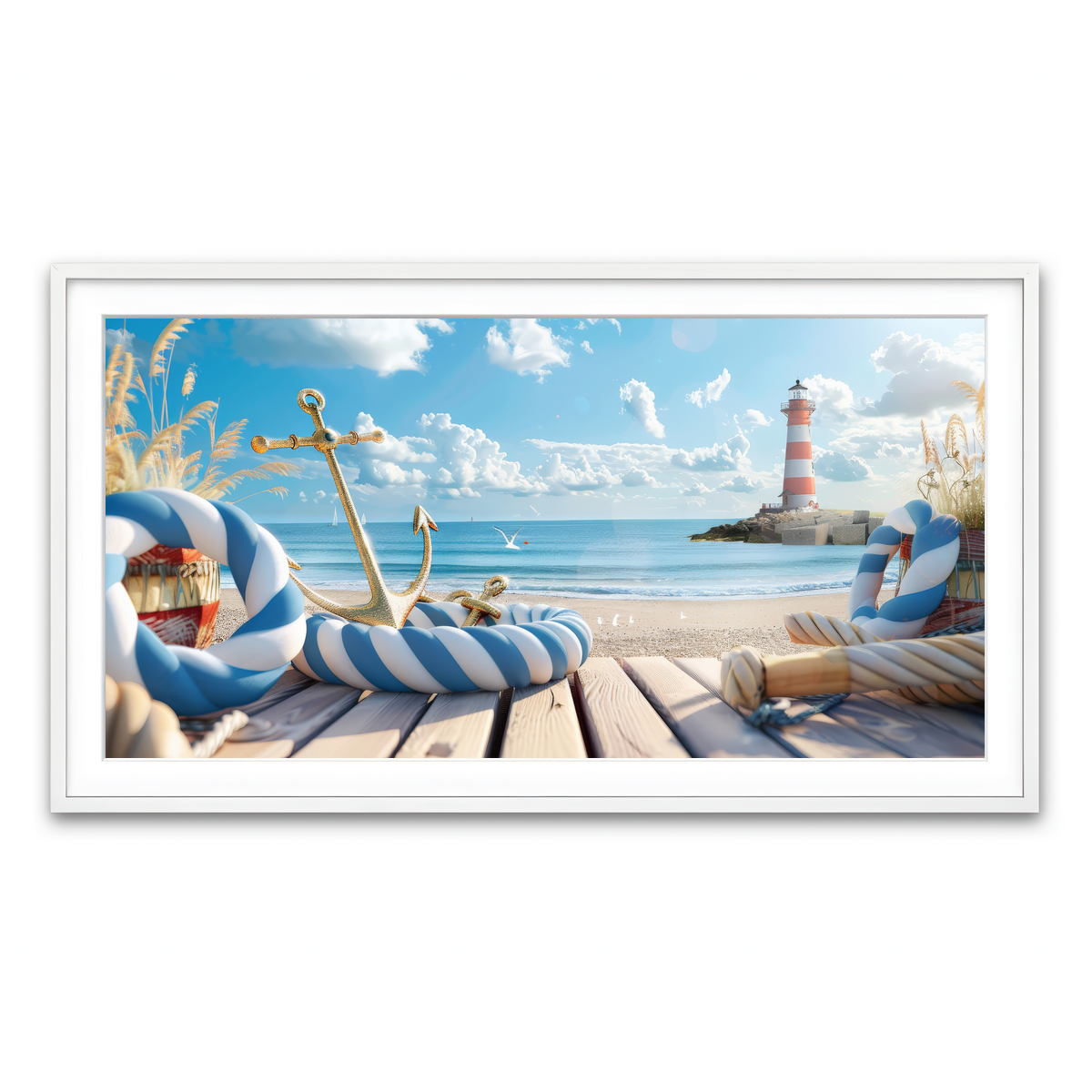 Framed Print 2x1 White
