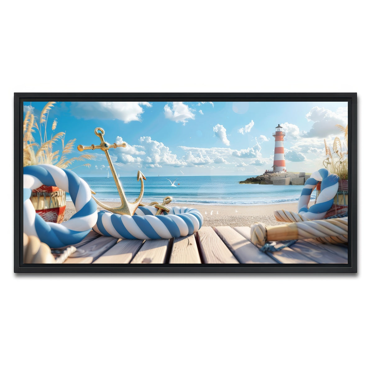 AUTO-MOCKUP WHITE | Nautical Scenery | 1 Piece | Black Framed Canvas | group=2x1