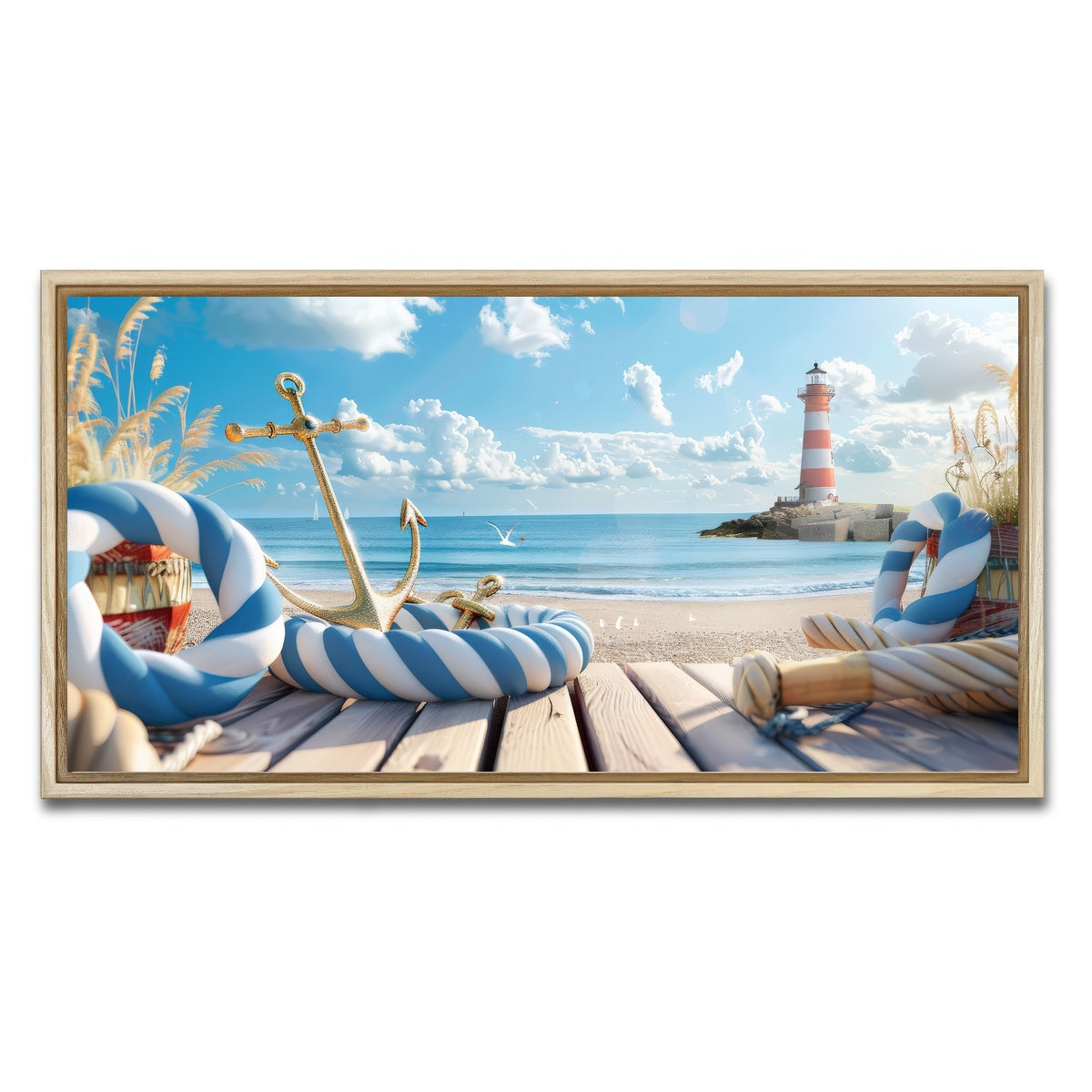 AUTO-MOCKUP WHITE | Nautical Scenery | 1 Piece | Natural Framed Canvas | group=2x1