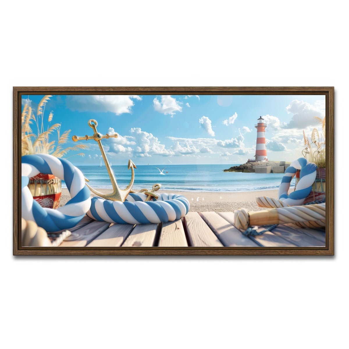 AUTO-MOCKUP WHITE | Nautical Scenery | 1 Piece | Walnut Framed Canvas | group=2x1