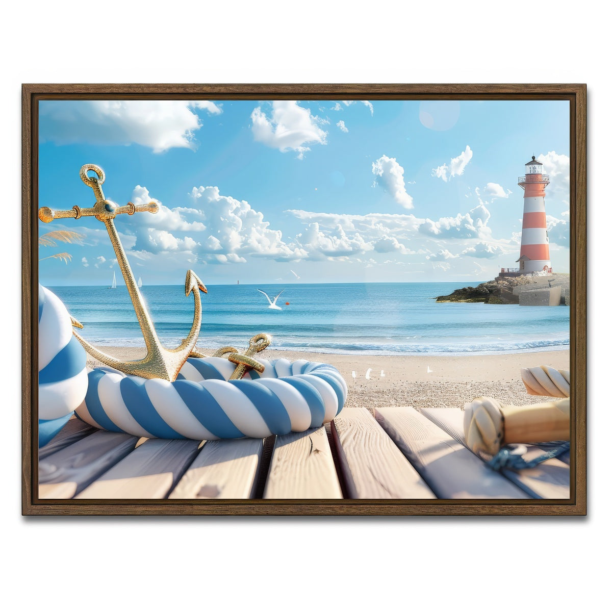 AUTO-MOCKUP WHITE | Nautical Scenery | 1 Piece | Walnut Framed Canvas | group=4x3