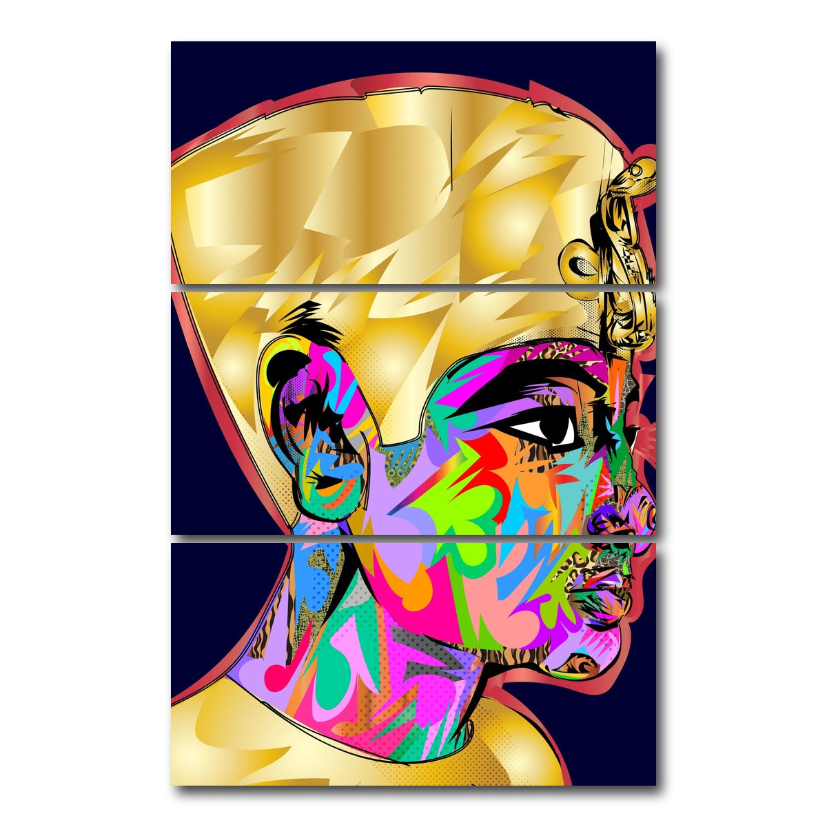 AUTO-MOCKUP WHITE | Nefertiti | 3 Piece | Gallery Wrap Canvas | group=12x24_stacked