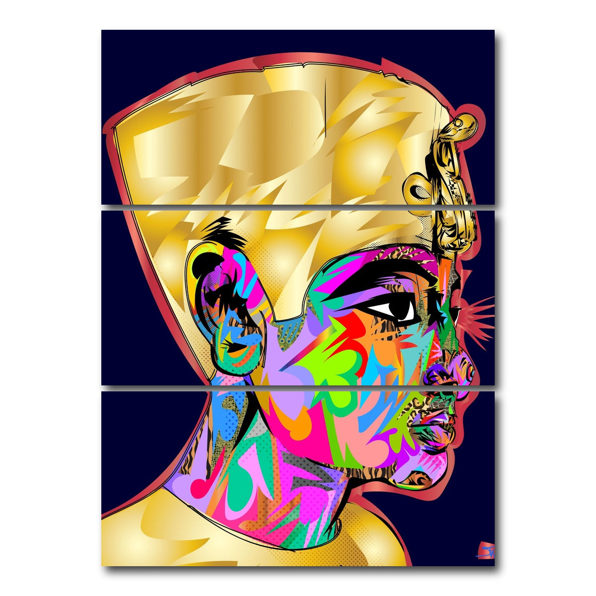 AUTO-MOCKUP WHITE | Nefertiti | 3 Piece | Gallery Wrap Canvas | group=8x18_stacked