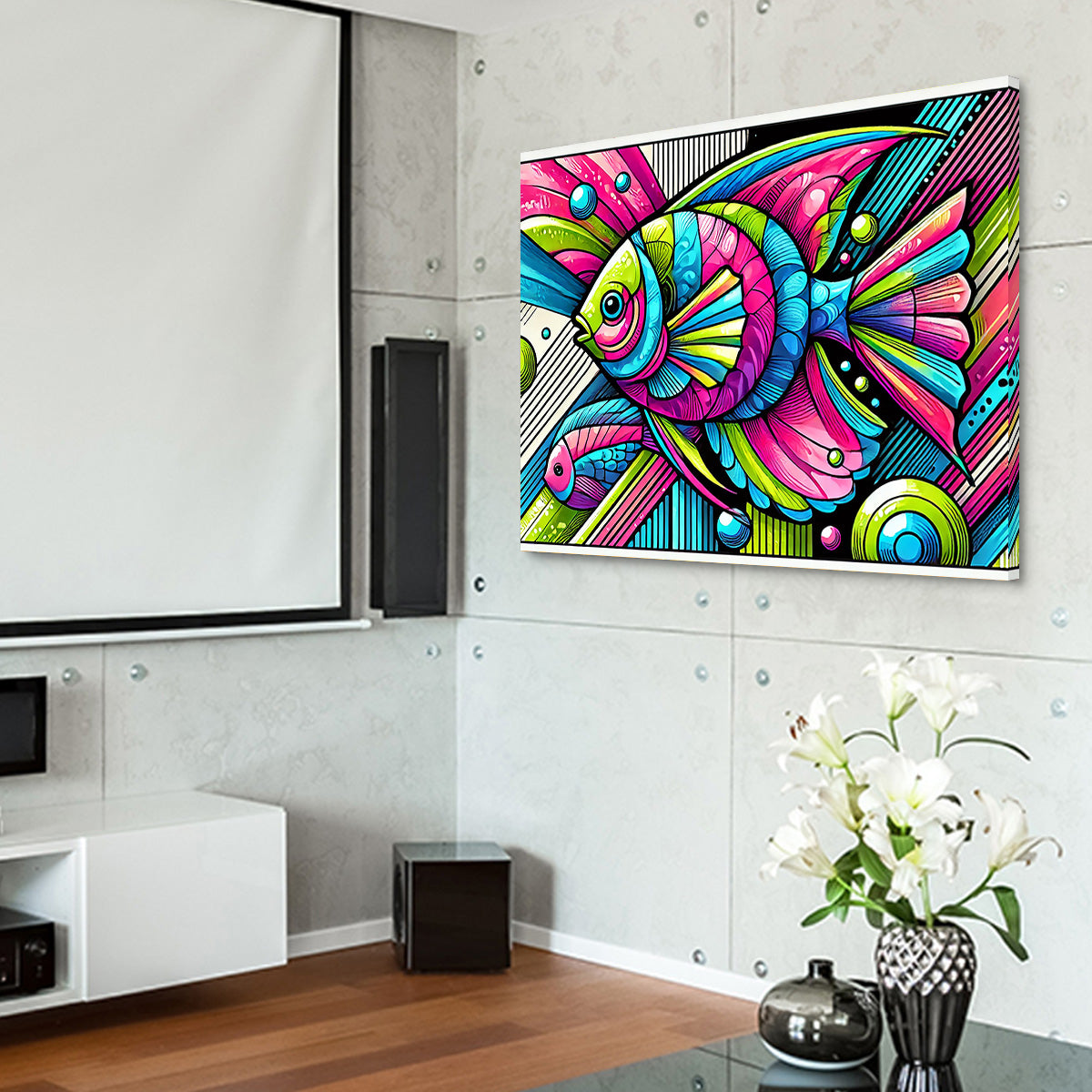 Neon Pop Art Fish Wall Art