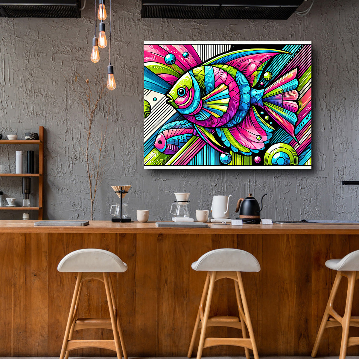 Neon Pop Art Fish Wall Art