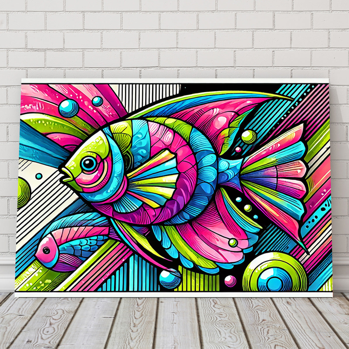 Neon Pop Art Fish Wall Art